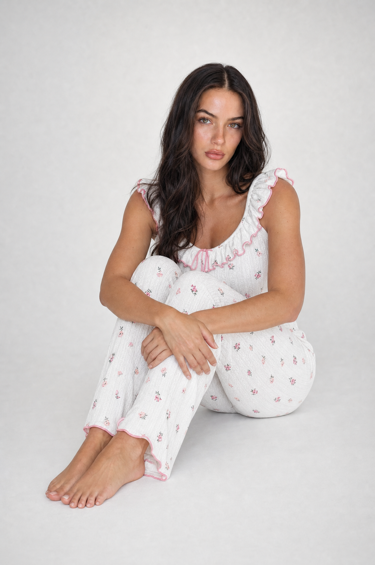 Paris Ruffle Floral Pajama Set